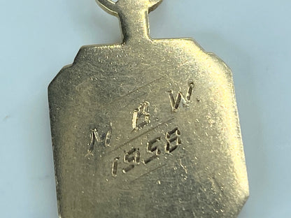 c1958's 14K yellow gold Fraternity black enamel fob 5.4g 1 3/8" JR527