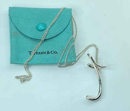 Vintage Tiffany & Co Silver Peretti Alphabet 2" XL T Necklace Pendant Charm GS921
