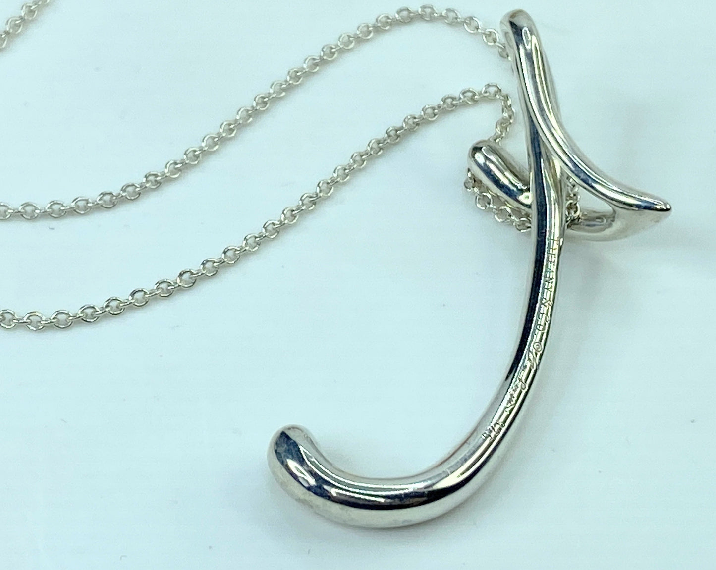 Vintage Tiffany & Co Silver Peretti Alphabet 2" XL T Necklace Pendant Charm GS921