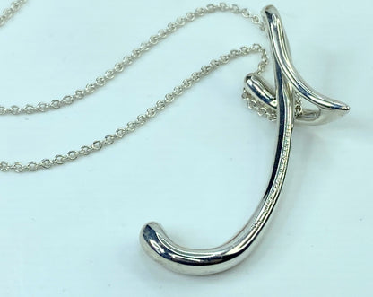 Vintage Tiffany & Co Silver Peretti Alphabet 2" XL T Necklace Pendant Charm GS921