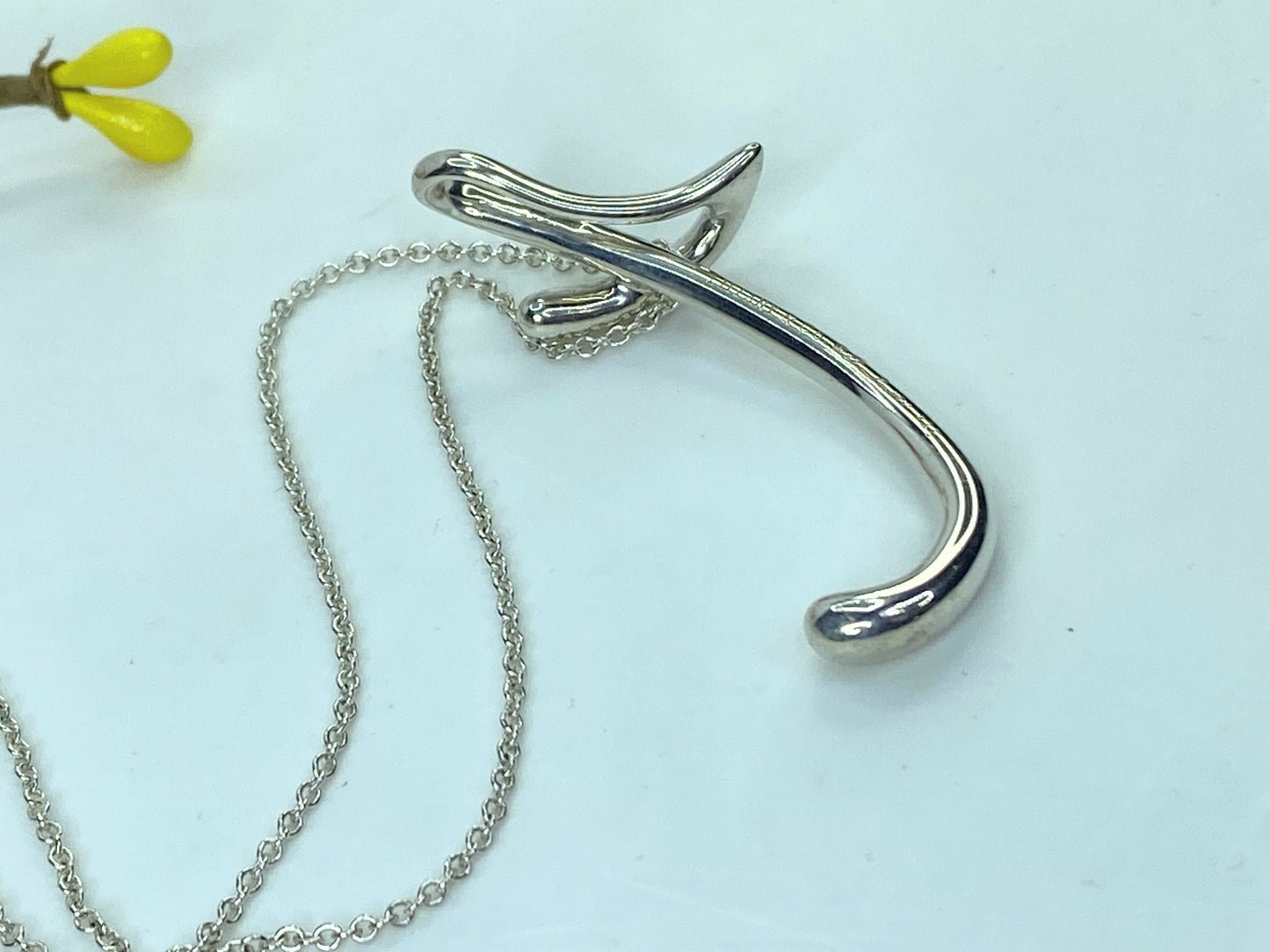 Vintage Tiffany & Co Silver Peretti Alphabet 2" XL T Necklace Pendant Charm GS921