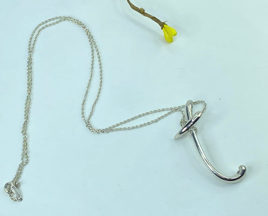 Vintage Tiffany & Co Silver Peretti Alphabet 2" XL T Necklace Pendant Charm GS921