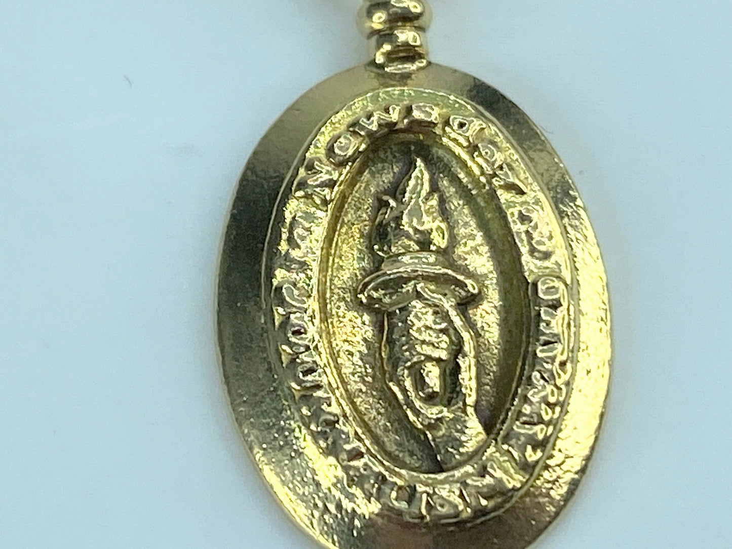 10K yellow gold Victory Torch Medal 1958's charm pendant 1 1/8" 4.1g JR531
