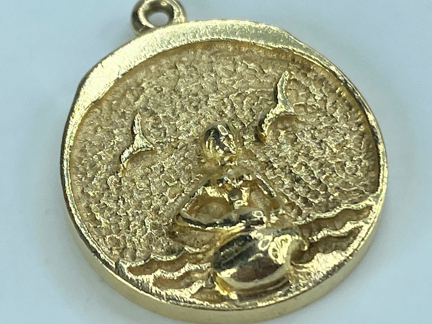 14K solid yellow gold Mermaid reversible Demark made charm pendant 6.2g JR500
