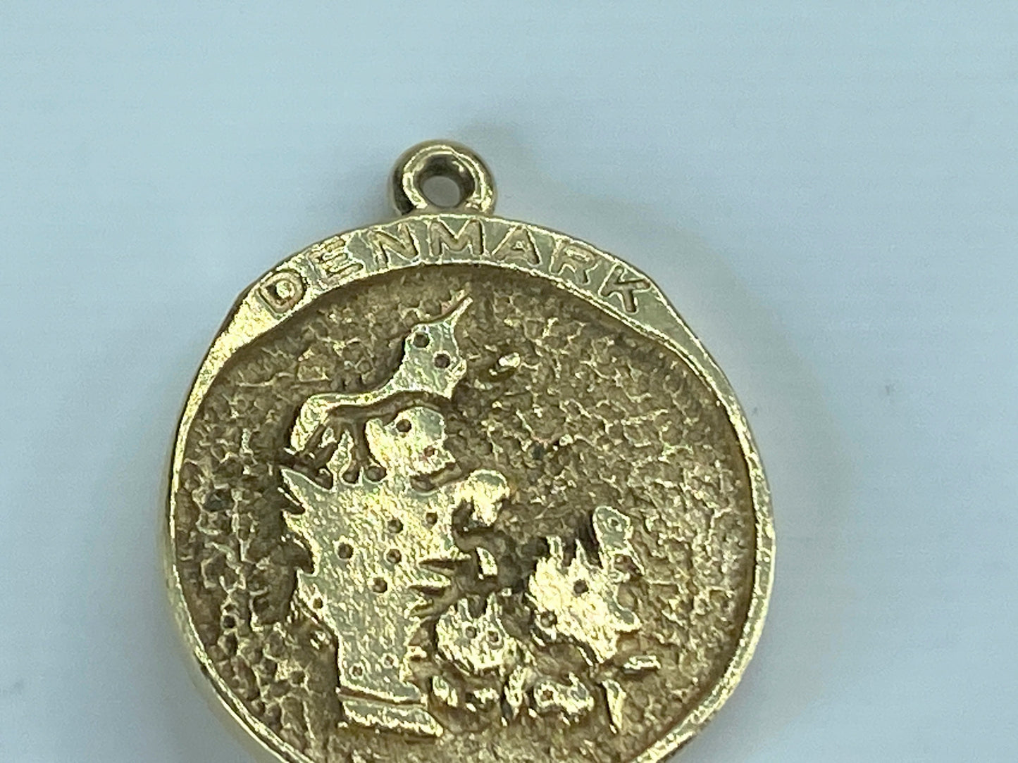 14K solid yellow gold Mermaid reversible Demark made charm pendant 6.2g JR500