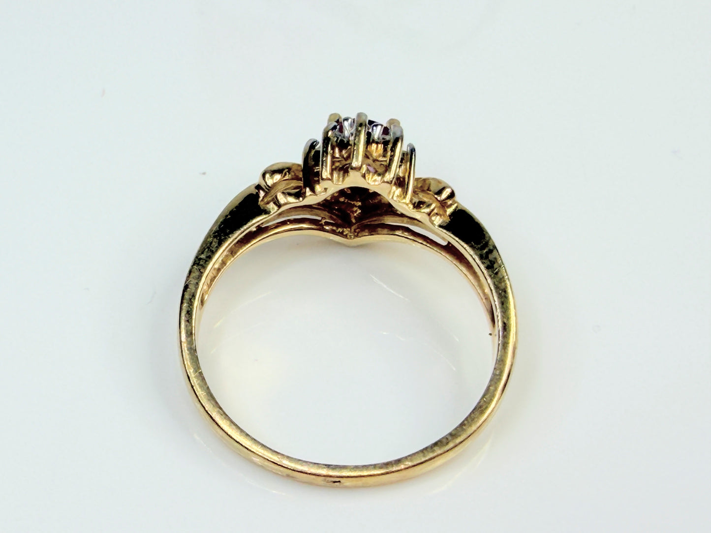 Vintage 14K Gold Ruby Diamond Cluster Ring Pear Ruby Size 6.75 JR1452
