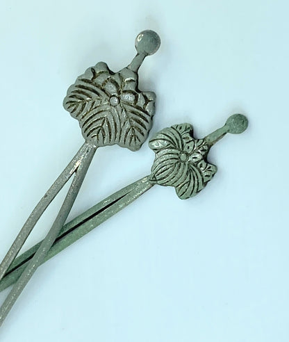 Kanzashi Antique Silver Vine Crest Hairpin Yukata Elegant matching pair GS622