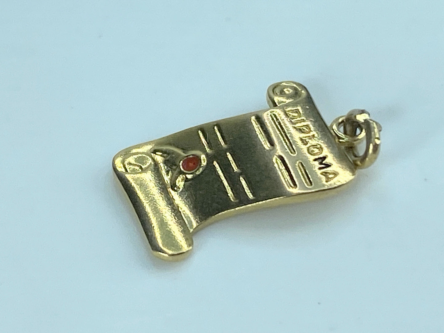 Vintage 14k yellow gold Gold Diploma Ruby Charm 18.4mm 2.1g JR533