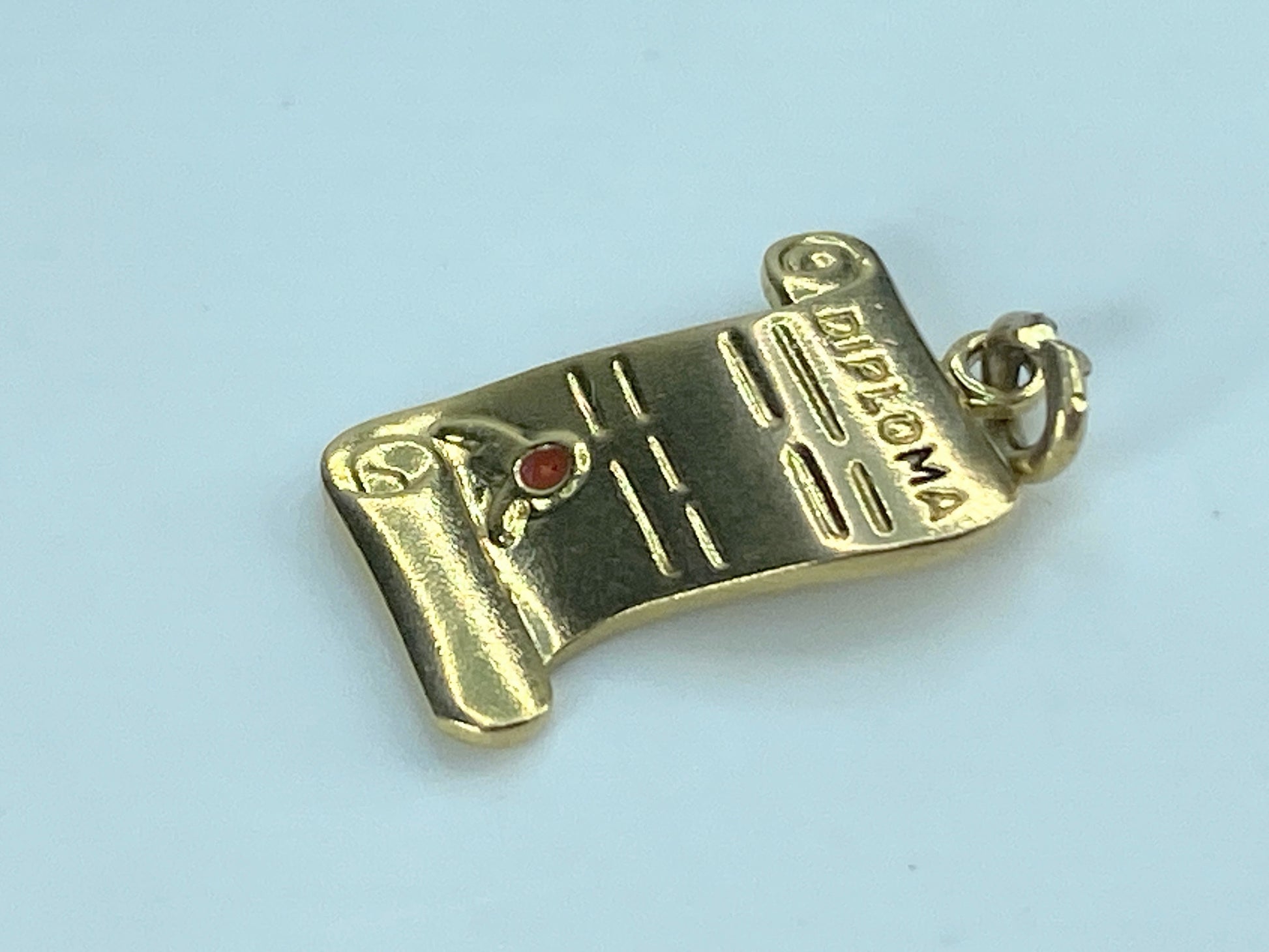 Vintage 14k yellow gold Gold Diploma Ruby Charm 18.4mm 2.1g JR533