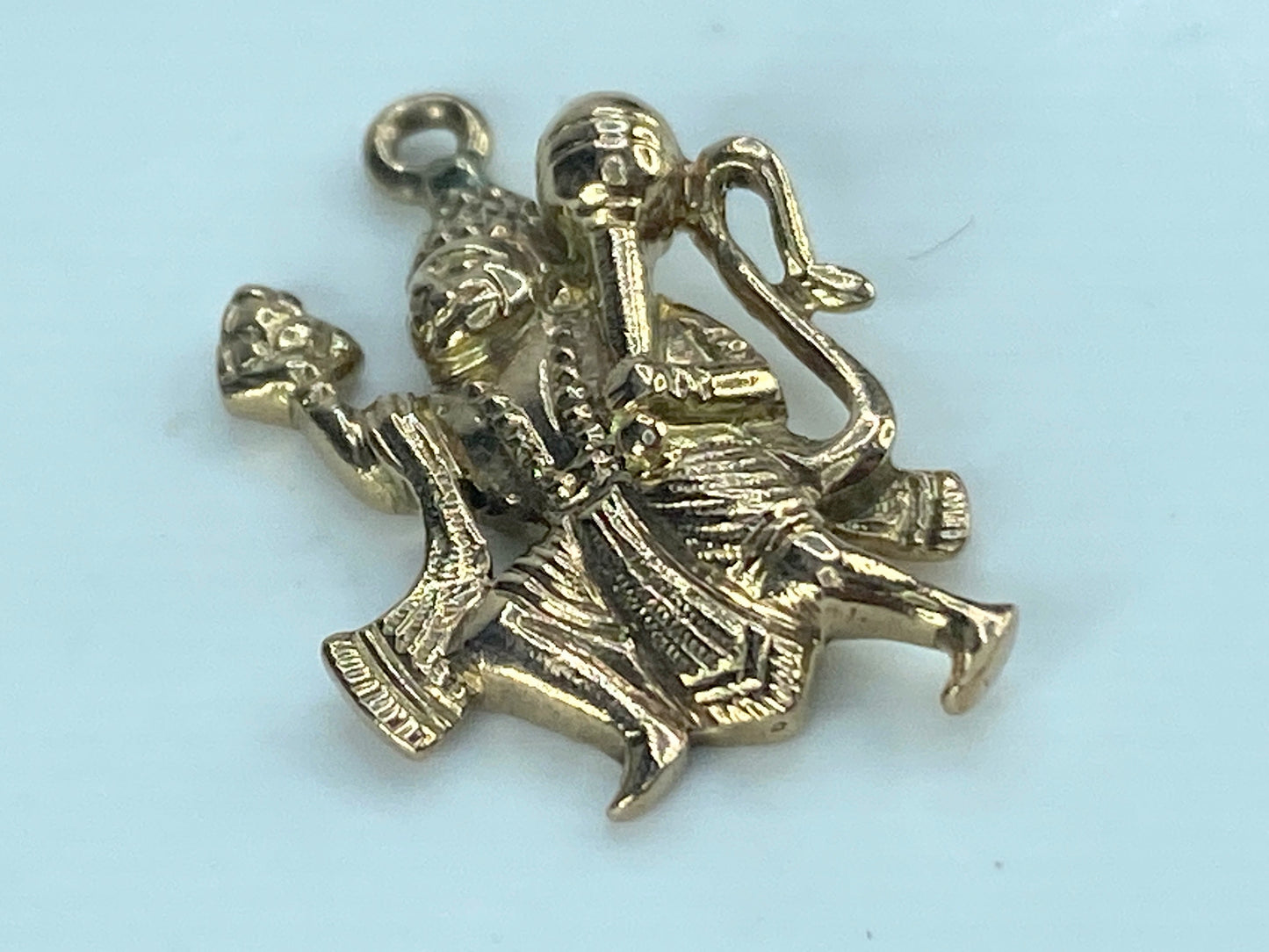 9K yellow gold Gold Hindu God Jisha Hanuman Pendant 23x14.8mm 3,7g JR534