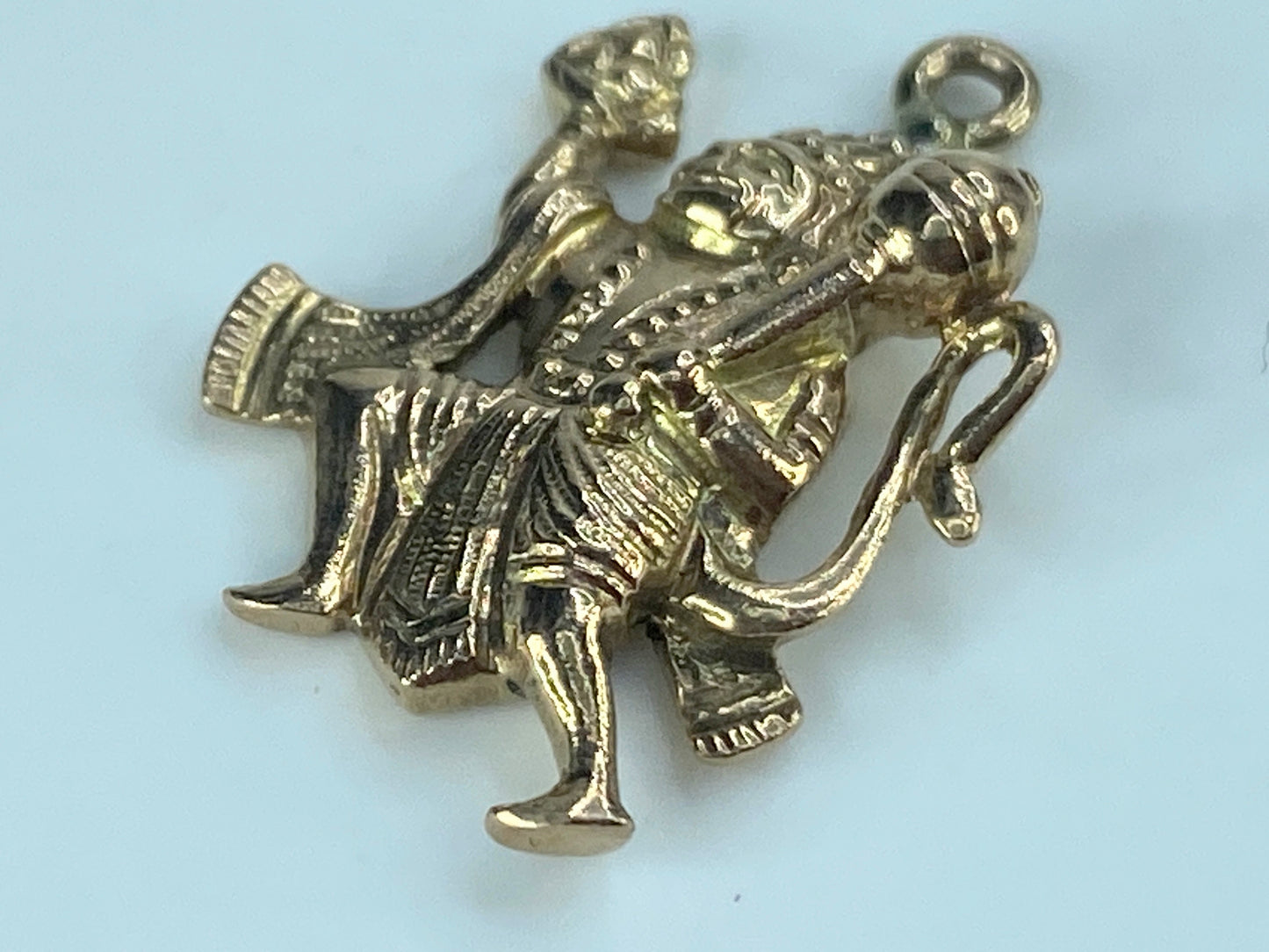 9K yellow gold Gold Hindu God Jisha Hanuman Pendant 23x14.8mm 3,7g JR534