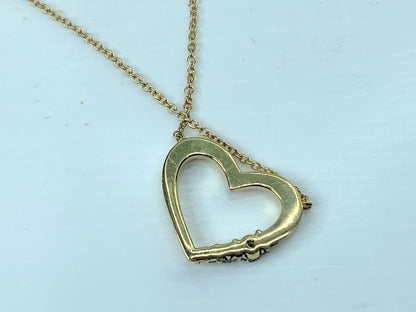 14K gold 0.155ct round brilliant diamond Heart pendant necklace 2.9g 16" JR924