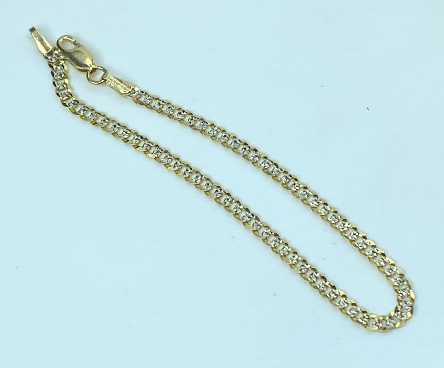 Italian Fancy 14K two tone gold 3.0mm curb link chain bracelet 7.0" 3.0g JR925