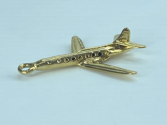 14K yellow gold Aeroplane charm pendant 2.6g 1 1/8" x 1" 2.6g JR536