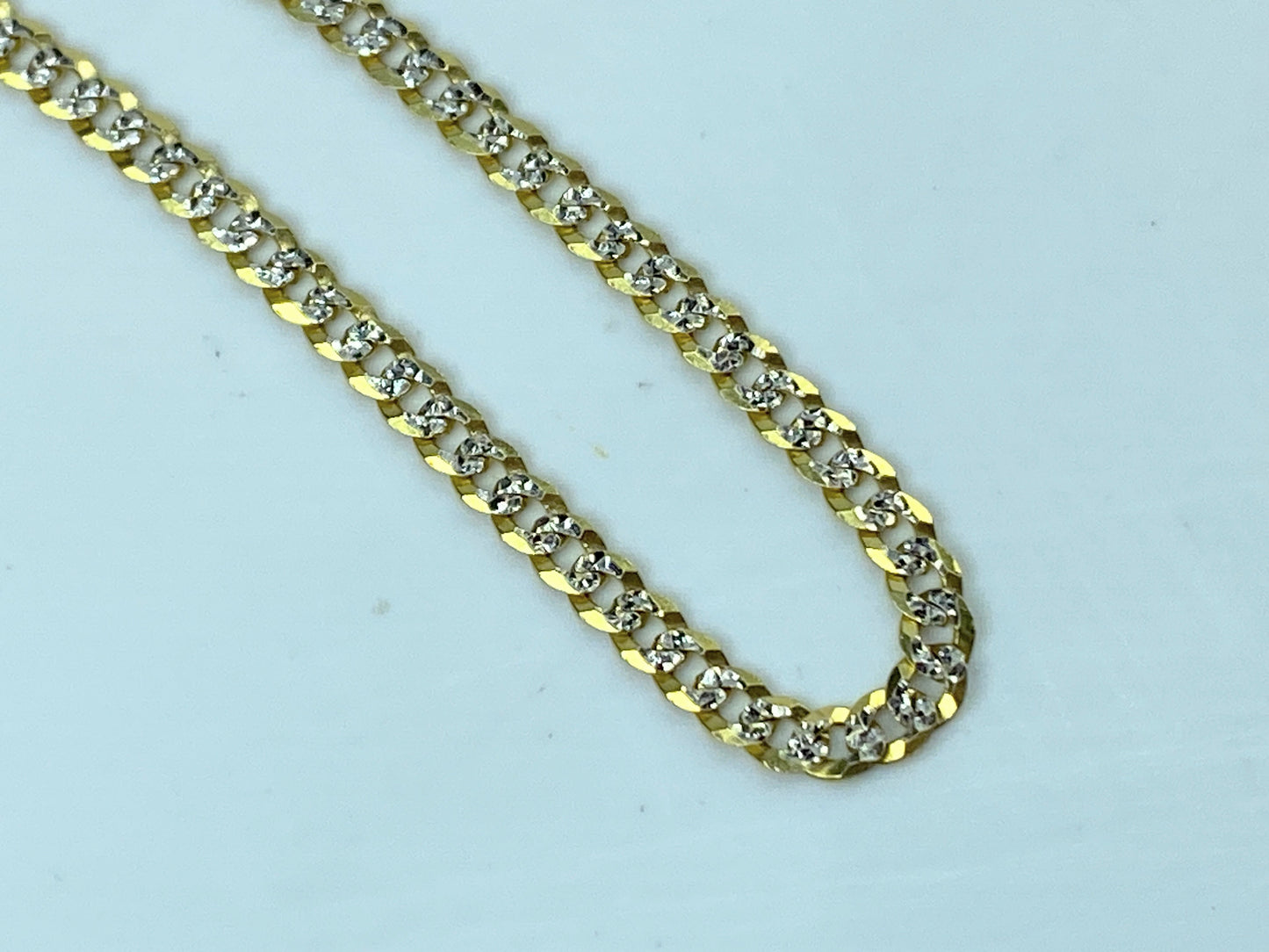 Italian Fancy 14K two tone gold 3.0mm curb link chain bracelet 7.0" 3.0g JR925