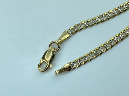 Italian Fancy 14K two tone gold 3.0mm curb link chain bracelet 7.0" 3.0g JR925
