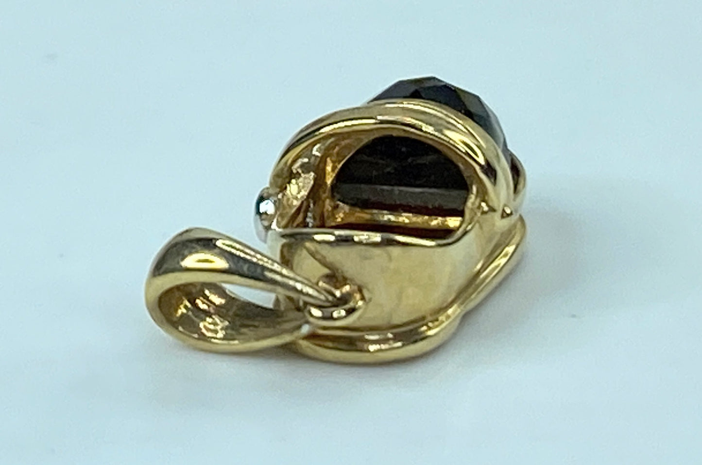 10K yellow gold Faceted Garnet Diamond Mary Jane girl shoe charm 2.5g JR927