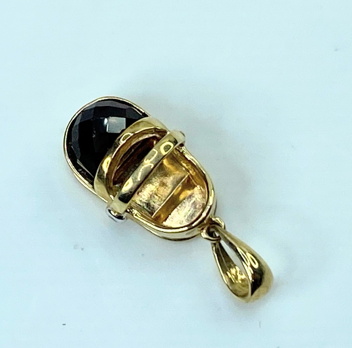 10K yellow gold Faceted Garnet Diamond Mary Jane girl shoe charm 2.5g JR927