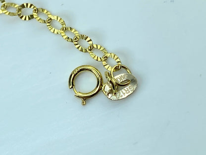 14K tri-colored Quartz Elephant charms etched anklet 9.0" 3.3g JR929