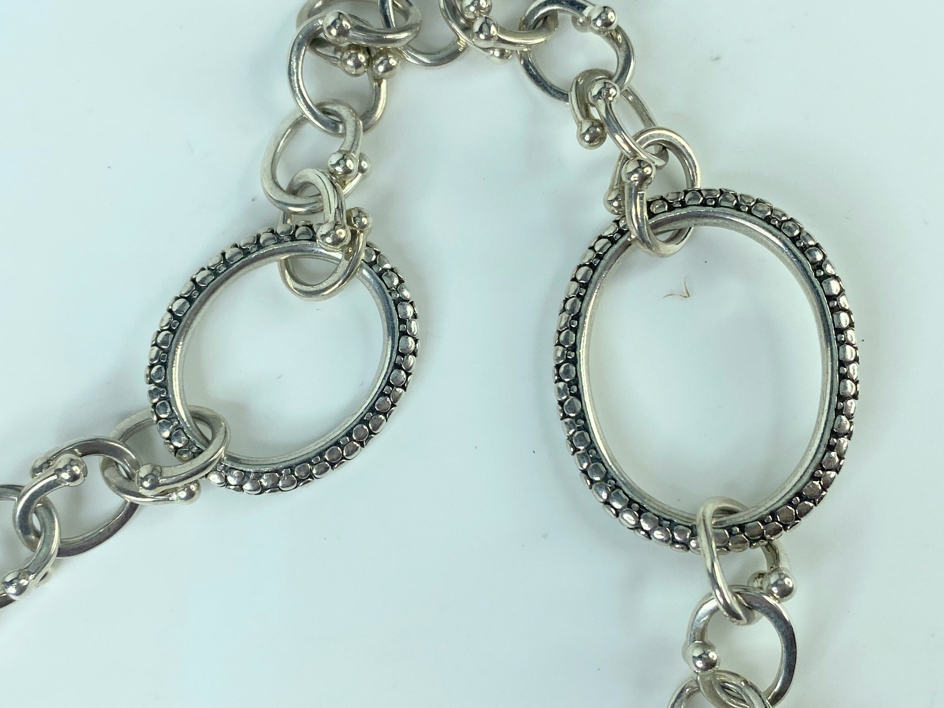 Michael Dawkins Sterling Silver Mixed Oval Link Necklace Toggle clasp 36" JR502