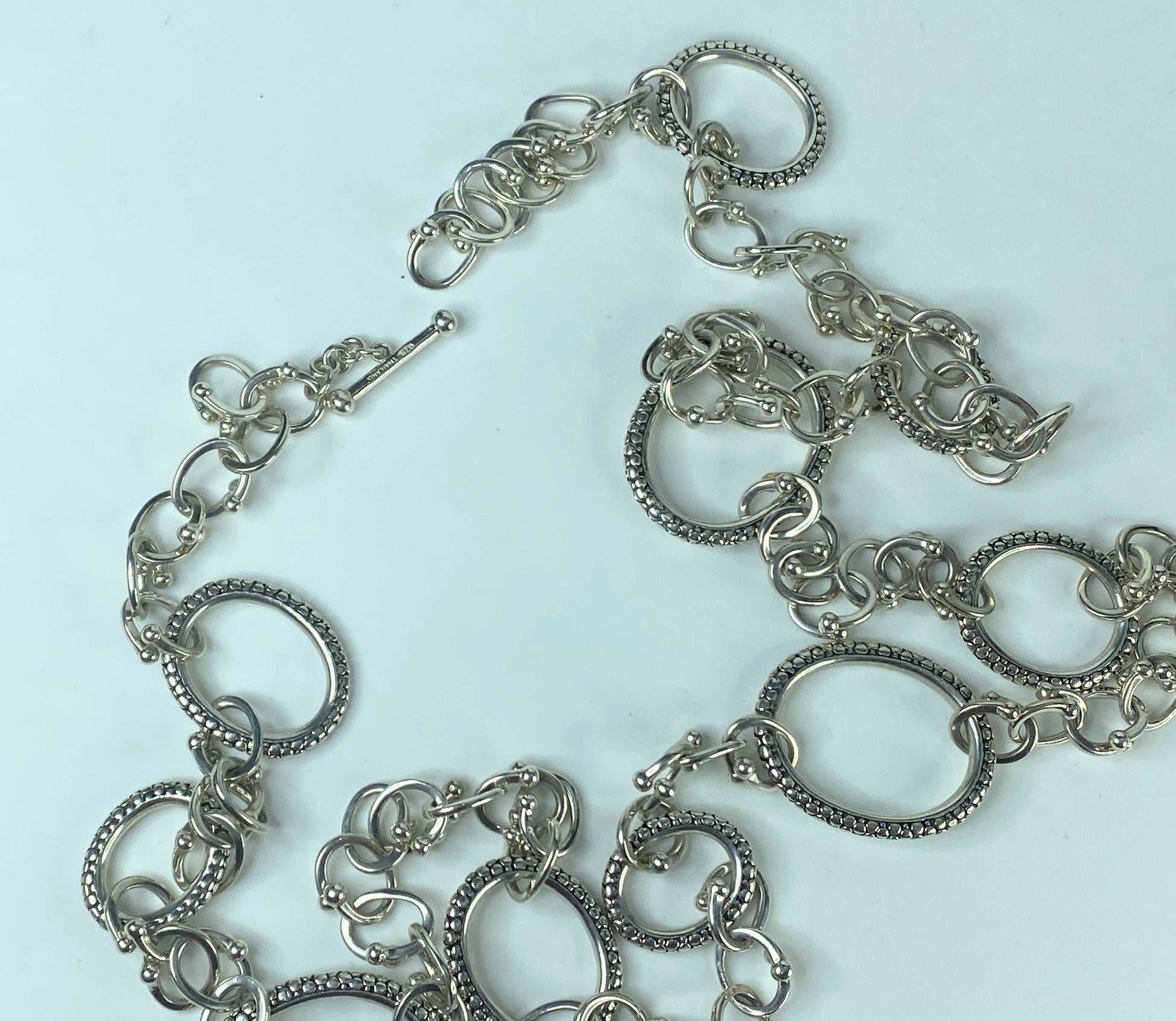 Michael Dawkins Sterling Silver Mixed Oval Link Necklace Toggle clasp 36" JR502