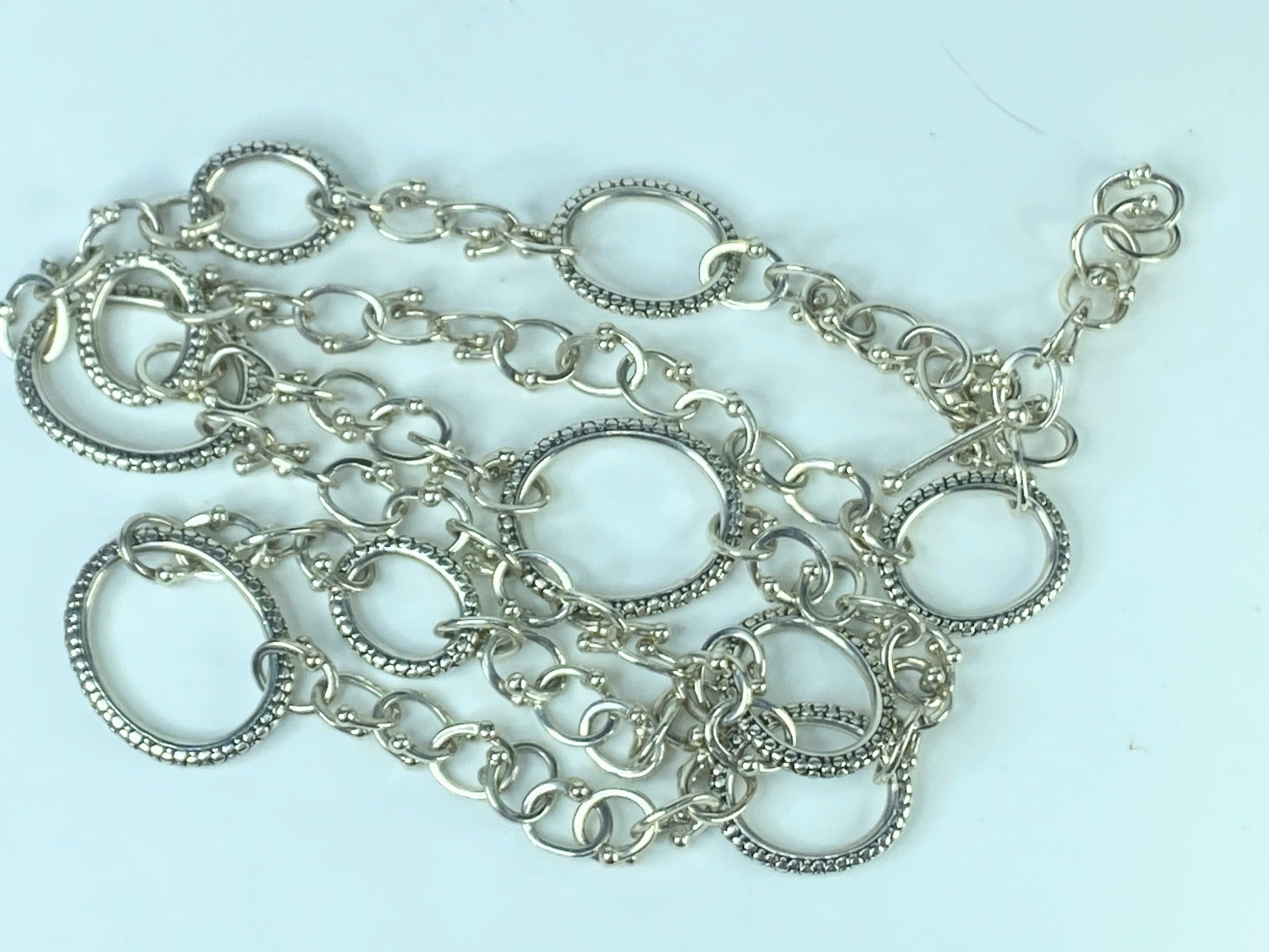 Michael Dawkins Sterling Silver Mixed Oval Link Necklace Toggle clasp 36" JR502