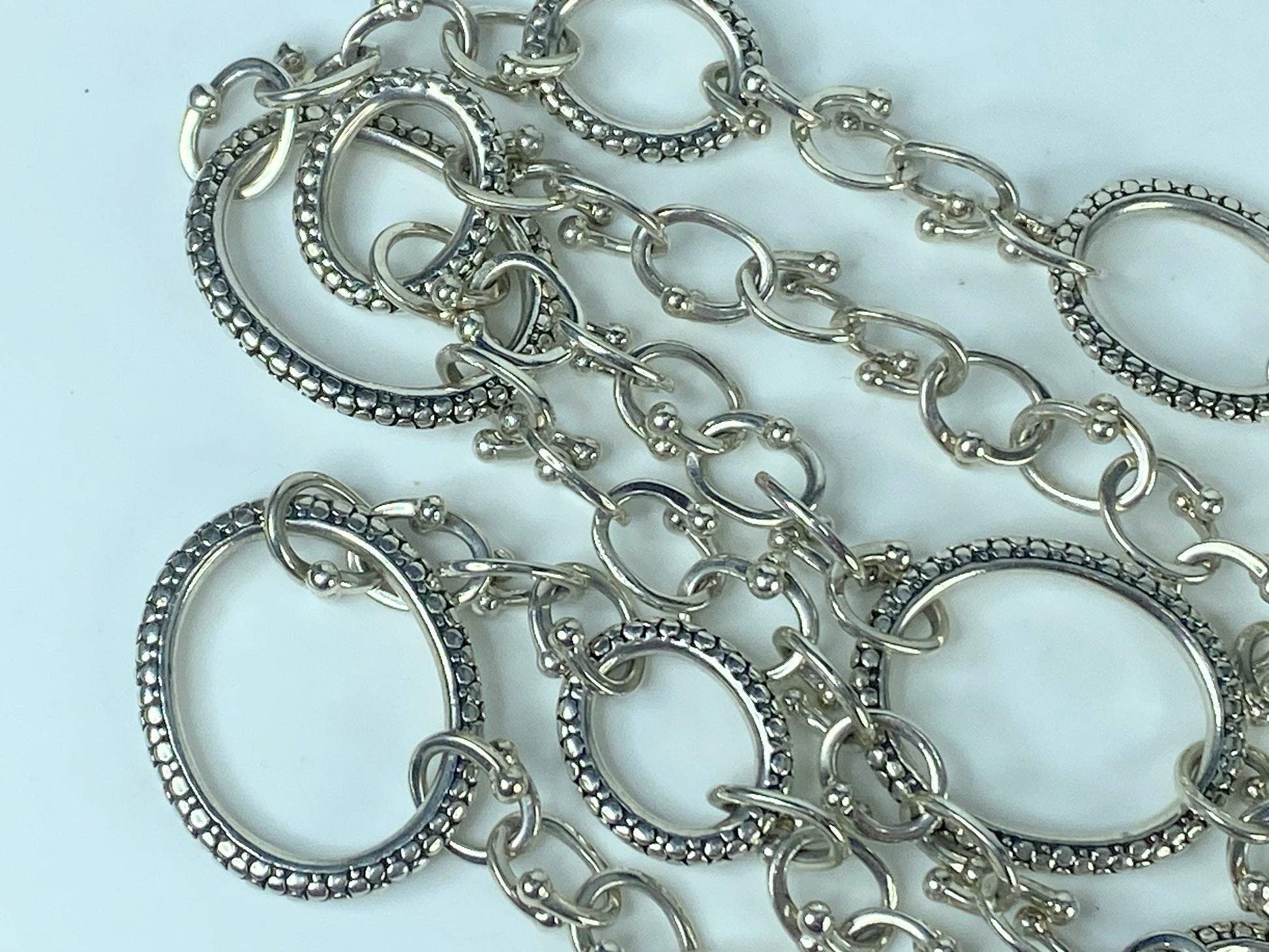 Michael Dawkins Sterling Silver Mixed Oval Link Necklace Toggle clasp 36" JR502