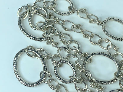 Michael Dawkins Sterling Silver Mixed Oval Link Necklace Toggle clasp 36" JR502