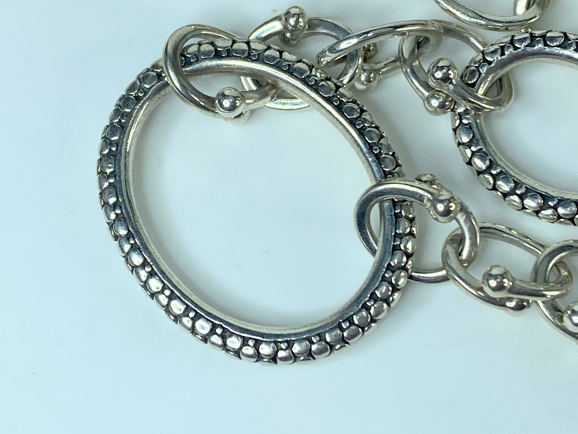 Michael Dawkins Sterling Silver Mixed Oval Link Necklace Toggle clasp 36" JR502
