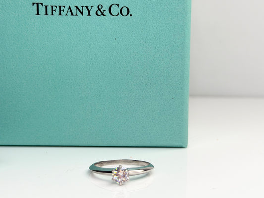 Vintage Tiffany & Co Platinum Diamond Solitaire Ring 0.46ct VS1 E JR1463