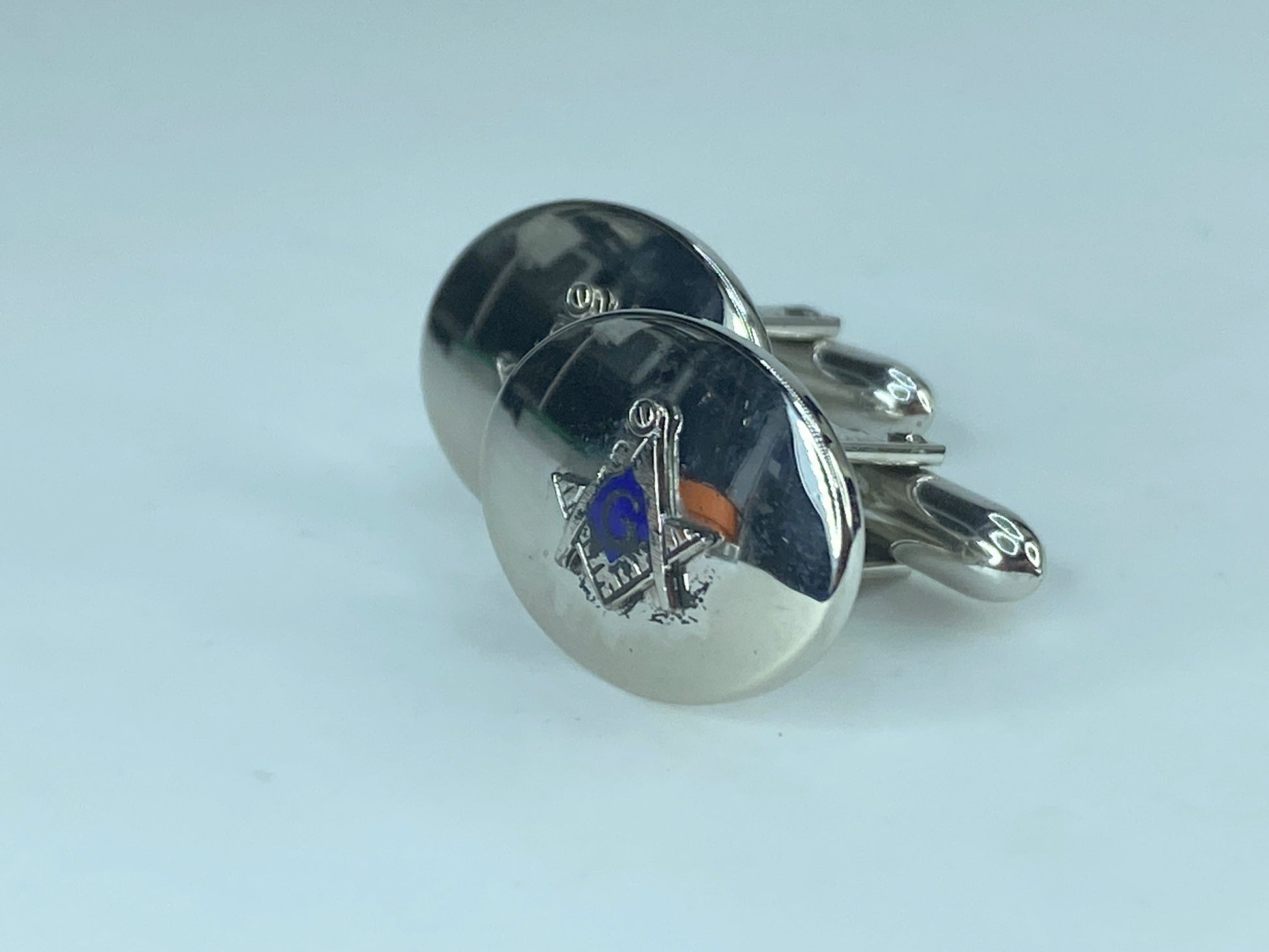 Lammer Sterling silver Mason Masonic blue enamel Cufflinks 8.2g JR504