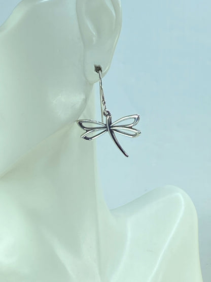 James Avery sterling silver Dragonfly dangle hook earrings with box 4.2g JR933