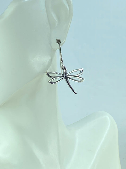 James Avery sterling silver Dragonfly dangle hook earrings with box 4.2g JR933