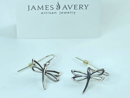 James Avery sterling silver Dragonfly dangle hook earrings with box 4.2g JR933
