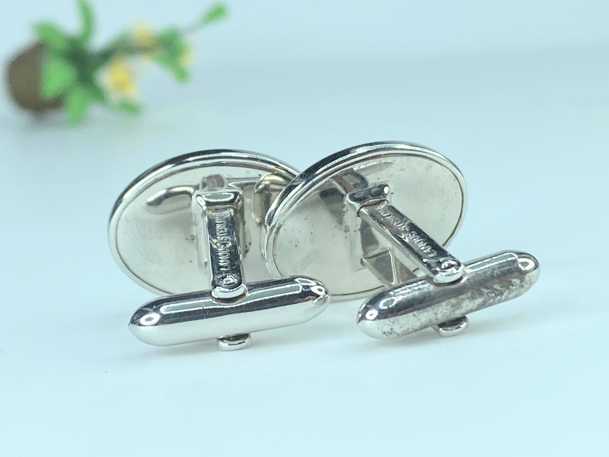 Lammer Sterling silver Mason Masonic blue enamel Cufflinks 8.2g JR504