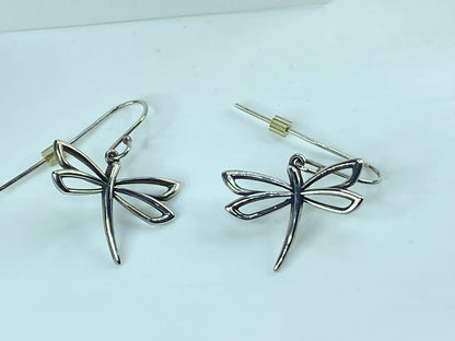 James Avery sterling silver Dragonfly dangle hook earrings with box 4.2g JR933