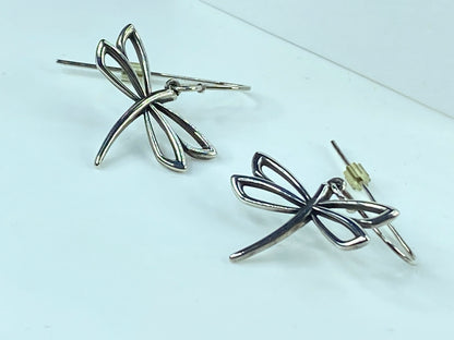 James Avery sterling silver Dragonfly dangle hook earrings with box 4.2g JR933