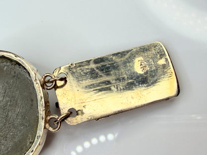 Victorian 14K Gold Lava Cameo Panel Bracelet c.1860 7"