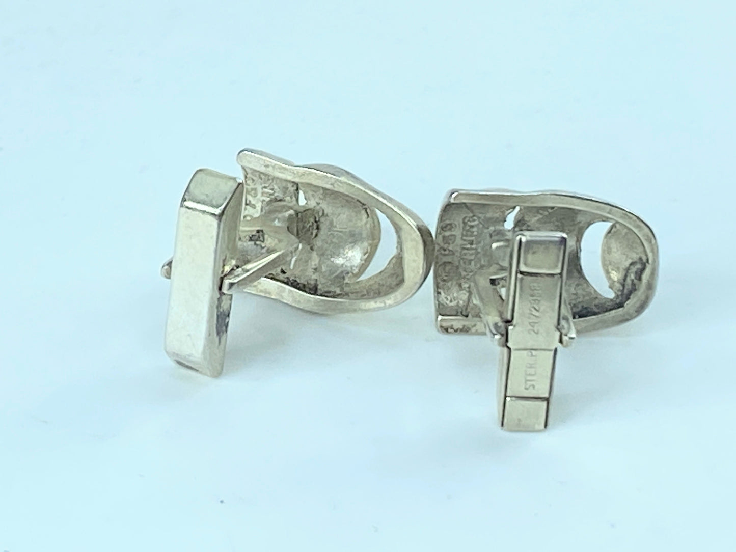 Mid Century Sterling Silver Figural Cufflinks Comedy Tragedy Masks 12.8g JR9605