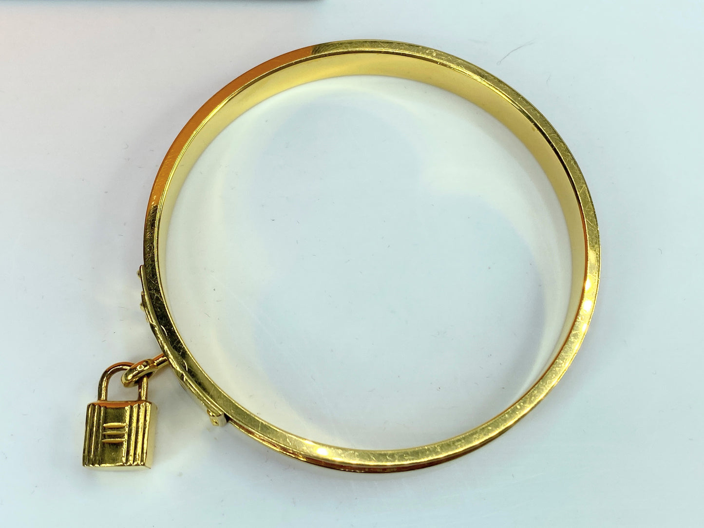 Vintage Hermes Epsom Kelly Lock Cadena Bracelet Rouge Casaque s8.25 GS628