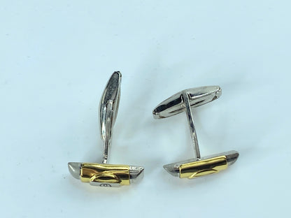 Italy Gucci Gold Silver Tone Metal GG Logo Cufflinks Authentic GS79