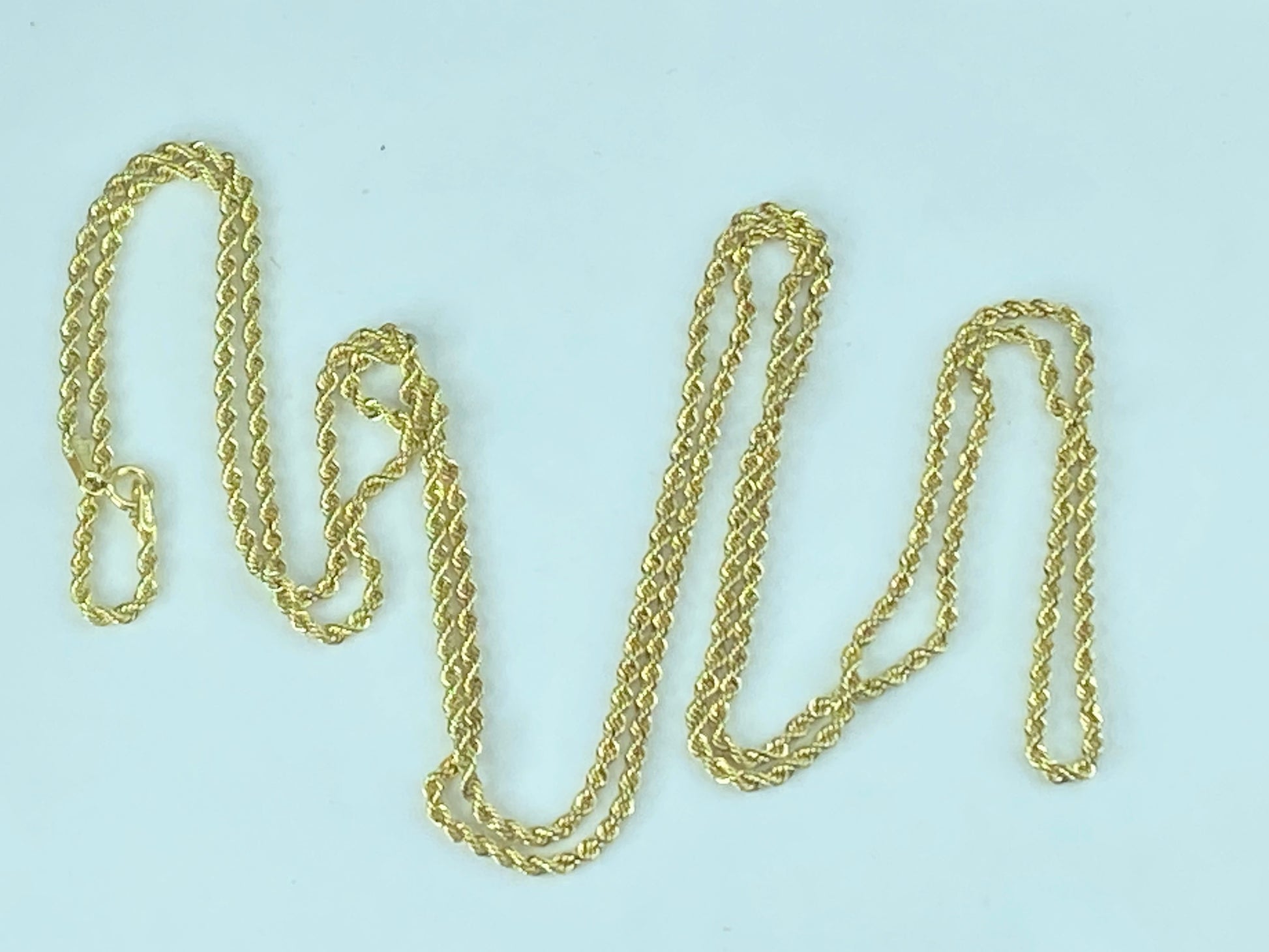 Italy Milor 14K gold 2.15mm diamond cut Rope link x-long necklace 36" 4.3g JR528