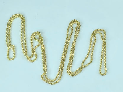 Italy Milor 14K gold 2.15mm diamond cut Rope link x-long necklace 36" 4.3g JR528