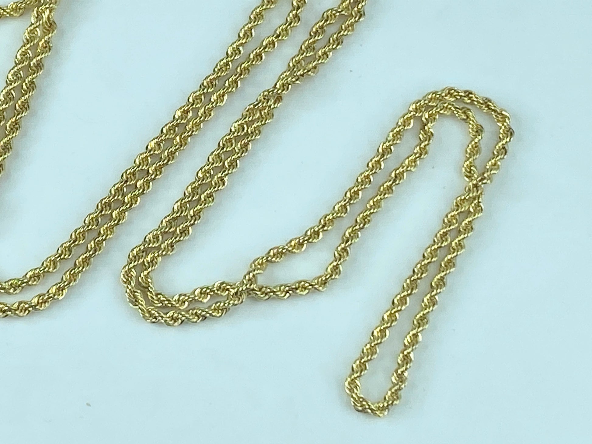 Italy Milor 14K gold 2.15mm diamond cut Rope link x-long necklace 36" 4.3g JR528