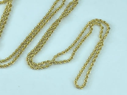 Italy Milor 14K gold 2.15mm diamond cut Rope link x-long necklace 36" 4.3g JR528