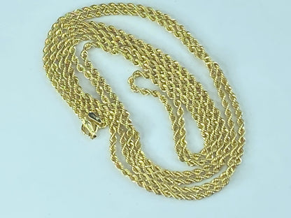 Italy Milor 14K gold 2.15mm diamond cut Rope link x-long necklace 36" 4.3g JR528