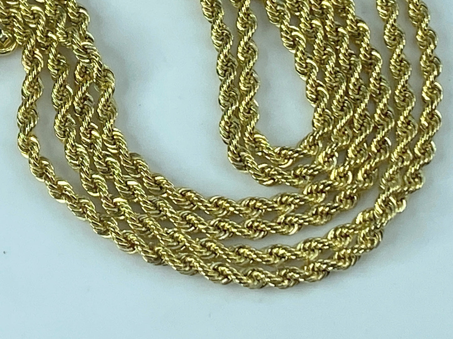 Italy Milor 14K gold 2.15mm diamond cut Rope link x-long necklace 36" 4.3g JR528
