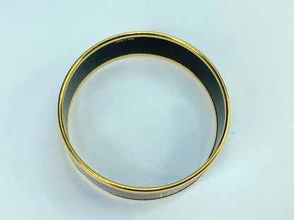 Estate Hermes Enamel "Les Sangles" 18.25mm Gold-Plated Bangle 7" with box GS630