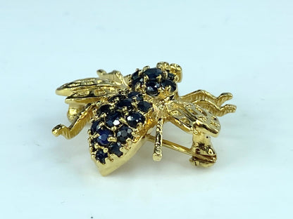 2.30 CT Round Cut Blue Sapphire Bee 14K Yellow Gold Finish 1.0" 4.4g JR9612