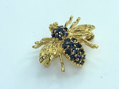 2.30 CT Round Cut Blue Sapphire Bee 14K Yellow Gold Finish 1.0" 4.4g JR9612